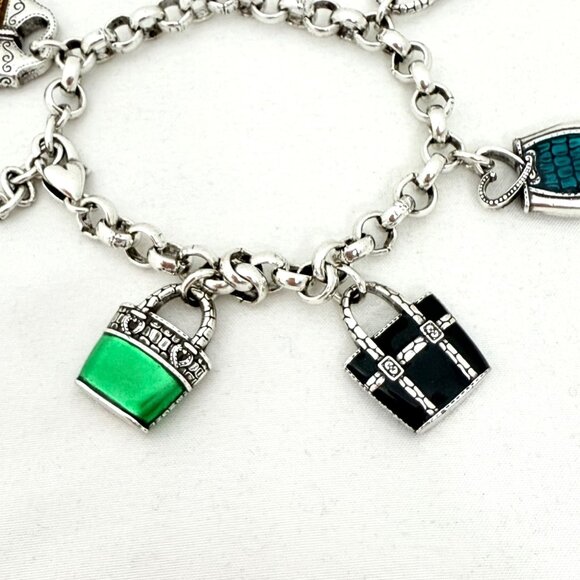 Brighton Purse/Handbag Charm Bracelet Silver Tone - VGC - Picture 2 of 8